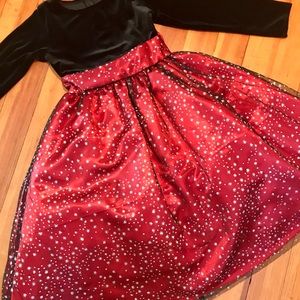 Girls Velvet/Satin Sparkle Holiday Dress Size 10